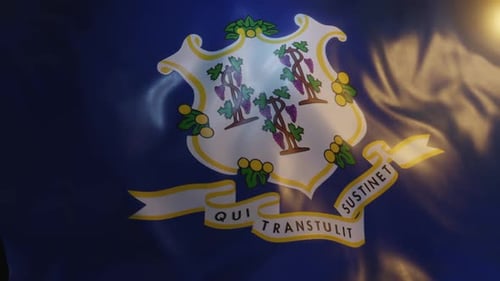 Waving Connecticut State Flag Realistic 3D Animation