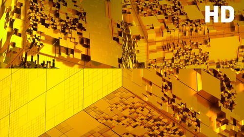 Abstract Golden Cubes Animated Digital Technology Background