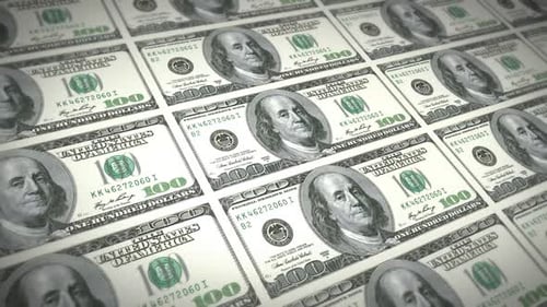 Seamless Loop of One Hundred Dollar Bills Panning Background