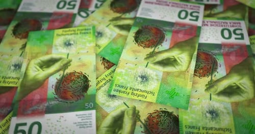 Swiss Franc growing pile of money seamless loop