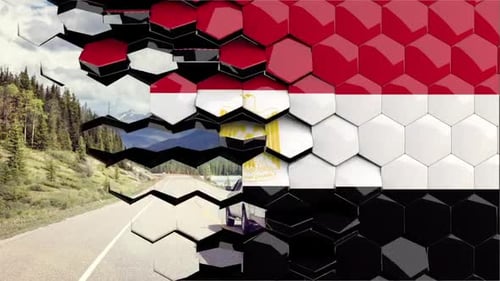 Egypt Flag Hexagon Transition - 4K Resolution