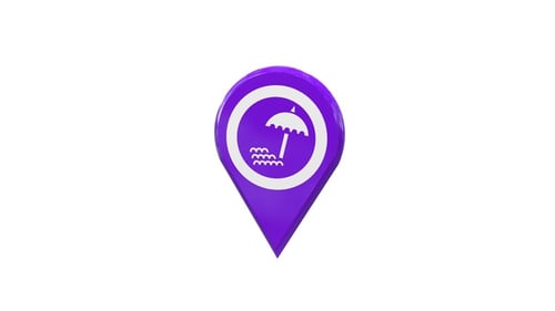 Strand 3D-Karte Lage Pin Purple V6
