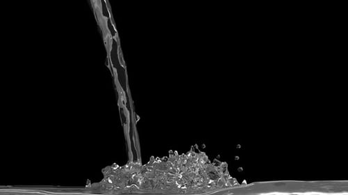 Clear Water Stream Pouring and Splashing Animation