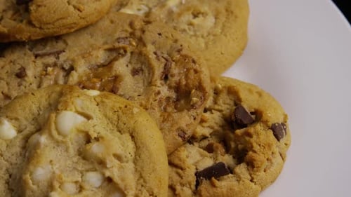 Cinematic, Rotating Shot of Cookies on a Plate