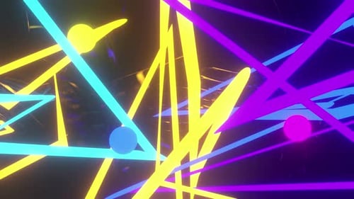 Dynamic Neon Geometric Shapes and Spheres Moving Background Loop