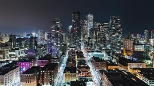 Toronto, Canada, Timelapse - The financial district of Toronto at night