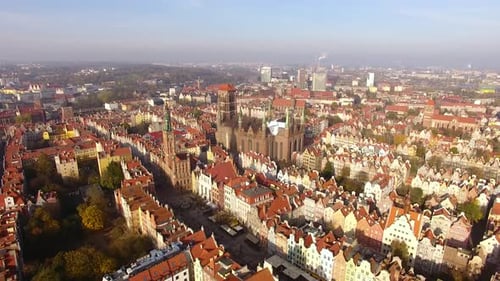 Aerial view of the old town of Gdansk at sunny day