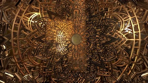 Luxury Golden Decorative Mandala Seamless Loop Background