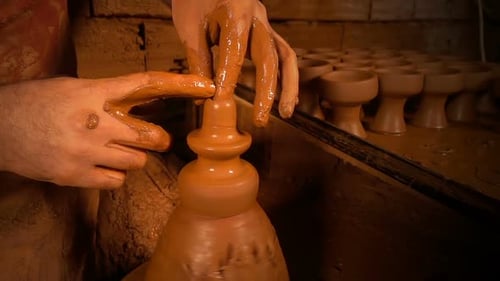 Pot Made Of Clay Workshop Slow Motion 4