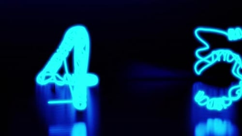 Abstract Blue Neon Numbers Count-Up Animation