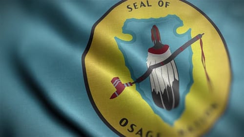 Waving Flag of Osage Nation Seal with Realistic Fabric Texture