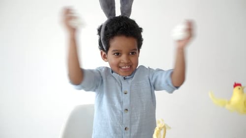African American School Kids Playingand Having Fun on Easter Holidays