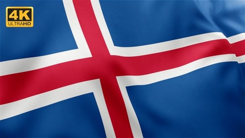Realistic Waving Flag of Iceland Loop