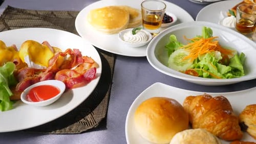 Food and Drinks for Breakfast Dinner Lunch or Brunch in Restaurant or Cafe