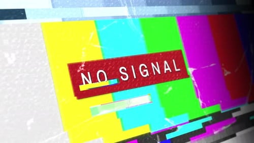 No Signal Glitch TV Color Bars Animated Background