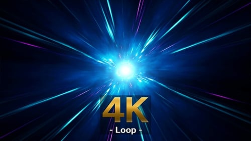 Abstract Neon Light Rays Speed Tunnel Loop Background