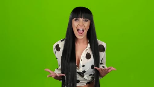 Female Shows Emotion of Anger, Screams
