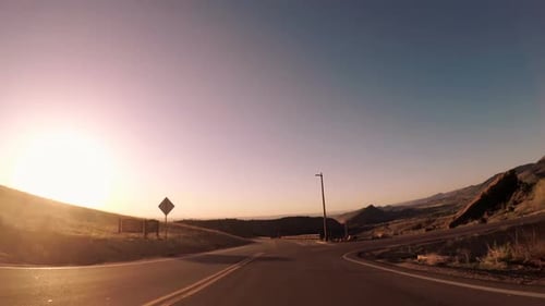 POV point of view - Drive to Red Rocks Amphitheatre at sunrise.