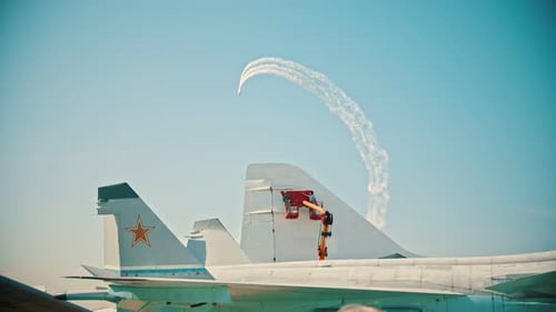 Planes Making Loops in the Sky at Airshow