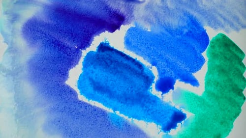 Painting Brushstrokes with Watercolor Paints on White Background