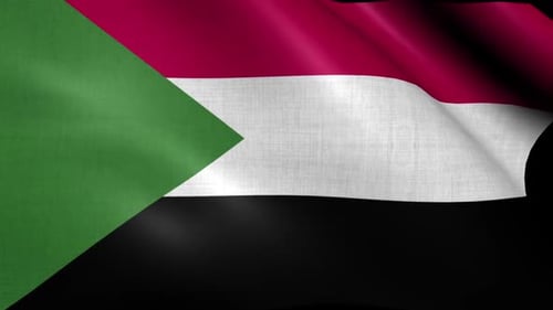 Realistic Waving Flag of Sudan Seamless Loop