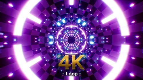 Neon Tunnel Disco Background 4K