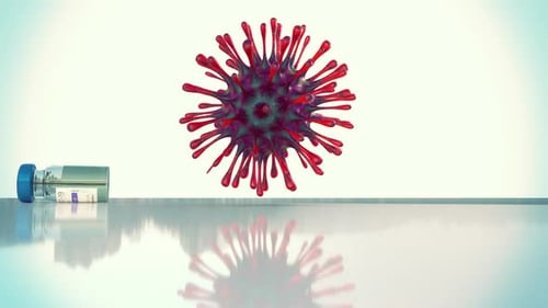 Animated 3D Model of COVID-19 Vaccine Vials and Virus