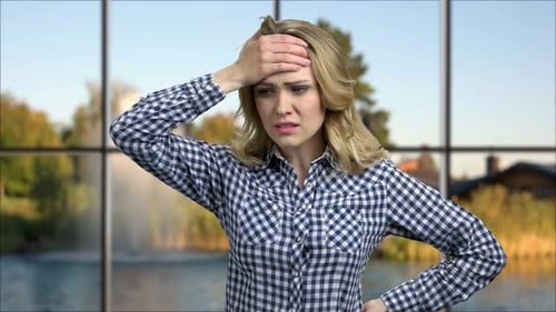 Close Up of Young Stressed Woman.