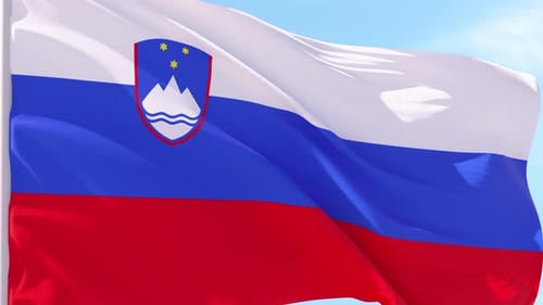 Slovenia National Flag Waving in Realistic Style