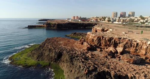 Aerial View of Mediterranean Coastline and Rocks at the Morning From Drone Fly