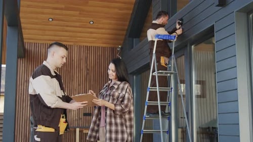 Security Camera Installation at a Modern House