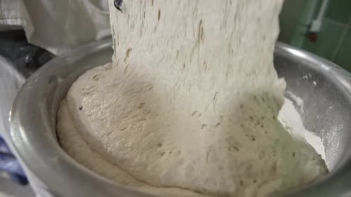 Dough Mixing in Bowl Close Up View