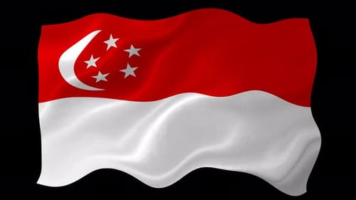 Realistic Waving Singapore National Flag