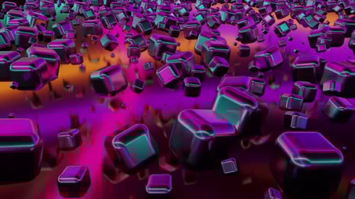 Futuristic Neon Cubes Morphing into Spheres Seamless Loop Background