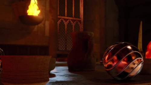 Abstract Metallic Spheres Rolling in an Ancient Environment