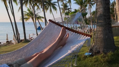Enjoyable Solitude in Hammock By the Sea