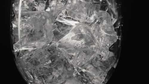 Close Up of Ice Cubes in Glass