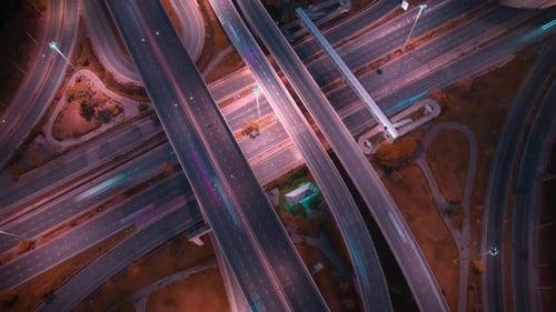 4K : Aerial drone hyperlapse video of elevated toll road junction