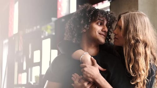 Loving Couple Enjoying Time in a Cafe Together