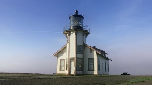 Elegant Facade of Historic Architecture Lighthouse Building at Sunrise USA 6K