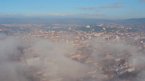 Aerial view of Cluj-Napoca above the clouds