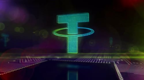 Futuristic Tether Cryptocurrency Symbol Digital Finance Animation