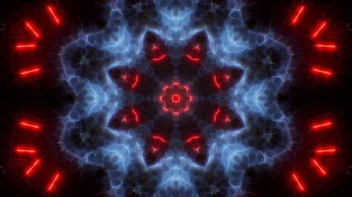 Space Fractal Star Shape Red and Blue Light Background 4K Loop