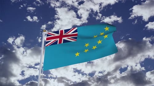Realistic Tuvalu National Flag Waving Animation