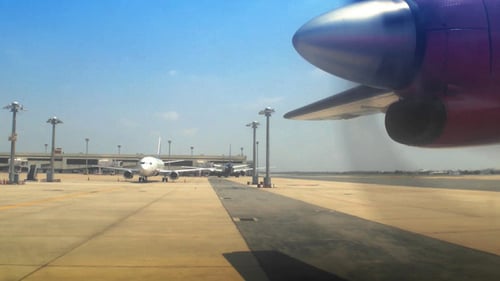Plane Taxi On Runway