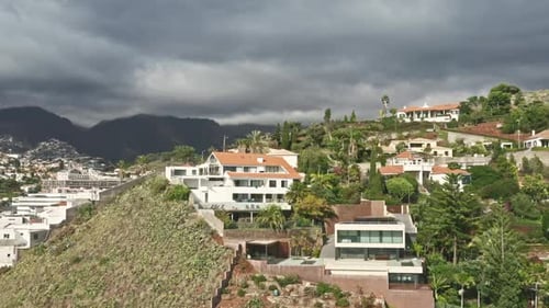 Hillside Homes and Cityscape Aerial View