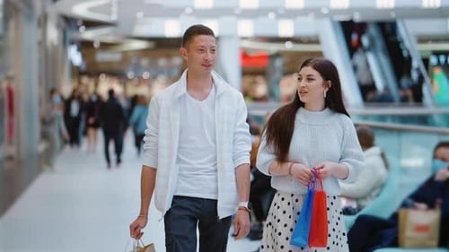 Young Couple Dating in Shopping Mall