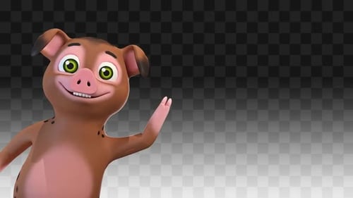 Brown Pig Greeting From Corner