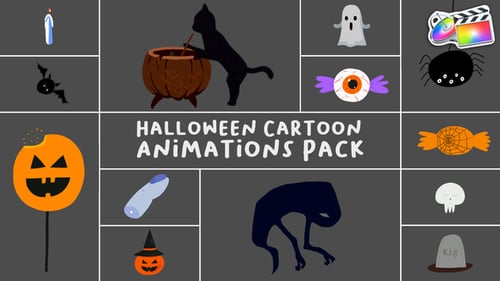 Animated Spooky Halloween Cartoon Elements
