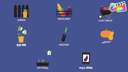 Animated Flat Design Gardening and Agriculture Icons with Titles